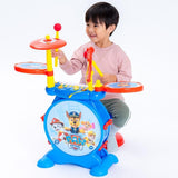 Lexibook, Paw Patrol, Set electrónico para niños, Juego de Juguete Musical, Sonido de batería Realista, Teclado de 8 Teclas, Enchufe MP3, Asiento Incluido, Azul/Rojo, K610PA