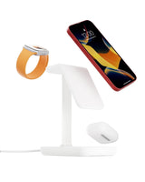 Twelve South HiRise 3 | Estación de Carga magnética 3 en 1 para iPhones, AirPods y Apple Watch MagSafe + Cable USB-C de 1,5 Metros (Blanco)