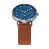 Skagen Kuppel Reloj para Hombre, Movimiento cronógrafo de Cuarzo con Correa de Acero Inoxidable o Piel, Marrón y Azul, 44MM