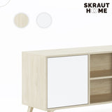 Skraut Home | Mueble de TV para Salón | 57 x 95 x 40 cm | Indicado para TV de 32/40" | Modelo Wind 100 | Puccini | Puerta Abatible Color Blanco