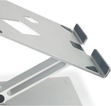 Durable Soporte de mesa para ordenador portátil/notebook, ajustable en altura y ángulo, plegable, plata, 505023