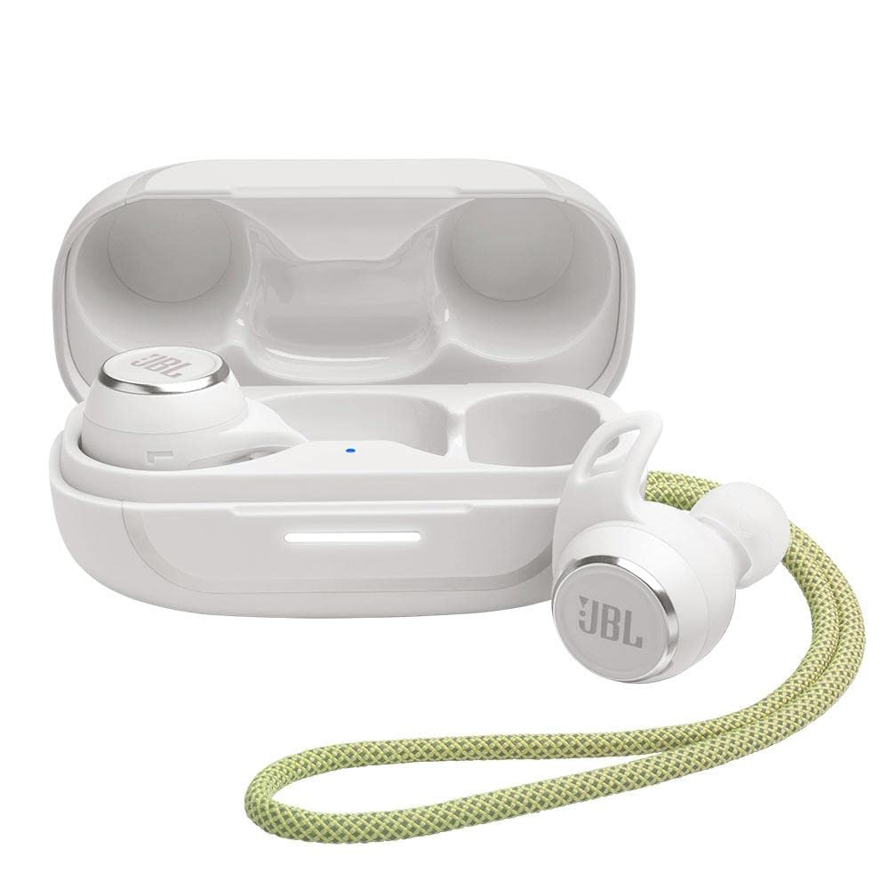 JBL Reflect Aero Auriculares con tecnología True Adaptive Noise Cancelling, resistentes al agua, batería de 8 horas, en blanco