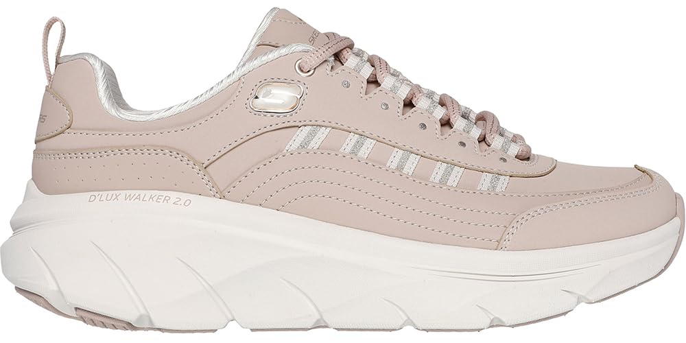 Skechers D'Lux Walker 2.0 Golden Step, Zapatillas Mujer, Taupe Leather/Gold Trim, 38.5 EU