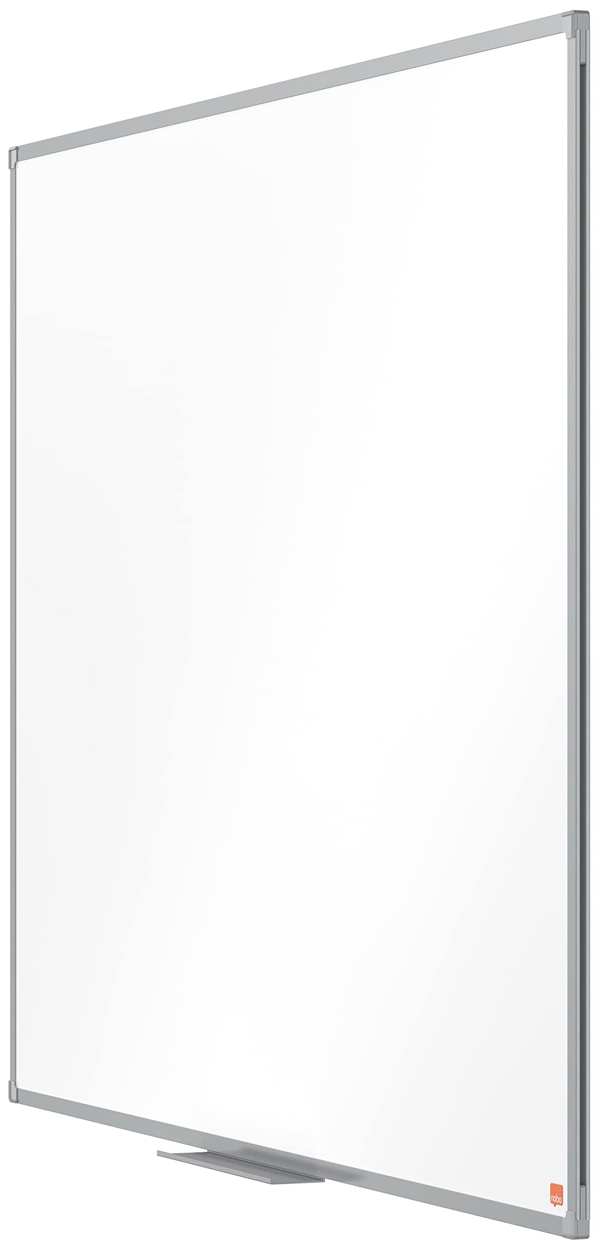 Nobo 1905239 - Pizarra Blanca Móvil Basic de Melamina 1200x900 mm, Superficie para Uso Ligero, Estructura de Aluminio, Giro Horizontal, Bandeja para Rotuladores, Ruedas con Freno, Blanca