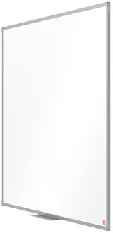 Nobo 1905239 - Pizarra Blanca Móvil Basic de Melamina 1200x900 mm, Superficie para Uso Ligero, Estructura de Aluminio, Giro Horizontal, Bandeja para Rotuladores, Ruedas con Freno, Blanca