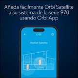Netgear Orbi Satélite Mesh Adicional WiFi 7 Serie 970 Quad-Band RBE970 | Funciona con Orbi RBE972S y RBE973S |amplía la Cobertura up to 300 m2s |BE27000 802.11be (hasta 27Gbps)