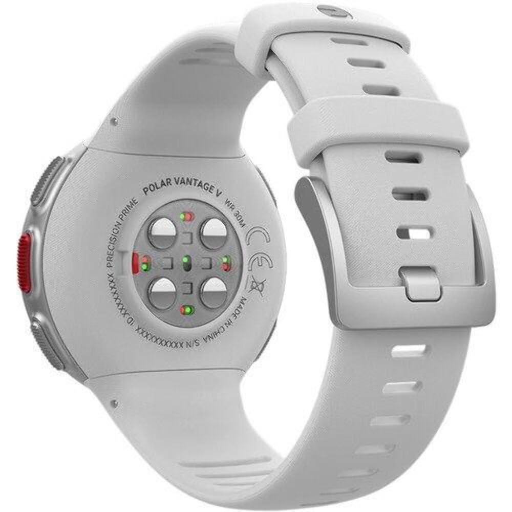 Polar Vantage V-Reloj Premium con GPS y Frecuencia Cardíaca, Multideporte y Perfil de Triatlón, Potencia de Running, Batería Ultra Larga, Resistente al Agua, M/L, Blanco