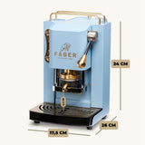 FABER COFFEE MACHINES | Modelo Pro Mini Deluxe | Cafetera monodosis ese 44 mm | | Prensacialda de latón ajustable (TURQUOISE)