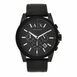 Armani Exchange Reloj Hombre, Movimiento Cronógrafo Cuarzo y Caja 45mm con Pulsera Piel, Grafito