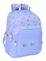 Safta BENETTON LILA - Mochila Escolar Infantil, Ideal para Niños de Diferentes Edades, Cómoda y Versátil, Calidad y Resistencia, 32x15x42 cm