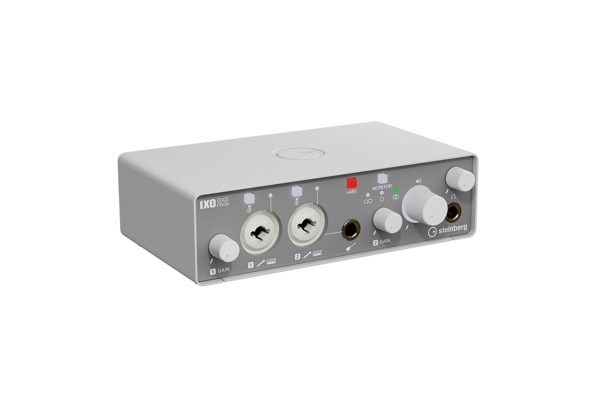 Steinberg IXO22 - Interfaz de audio USB 2.0 (2 x 2, con dos preamplificadores de micrófono, incluye software Cubase AI y Cubasis LE), color blanco