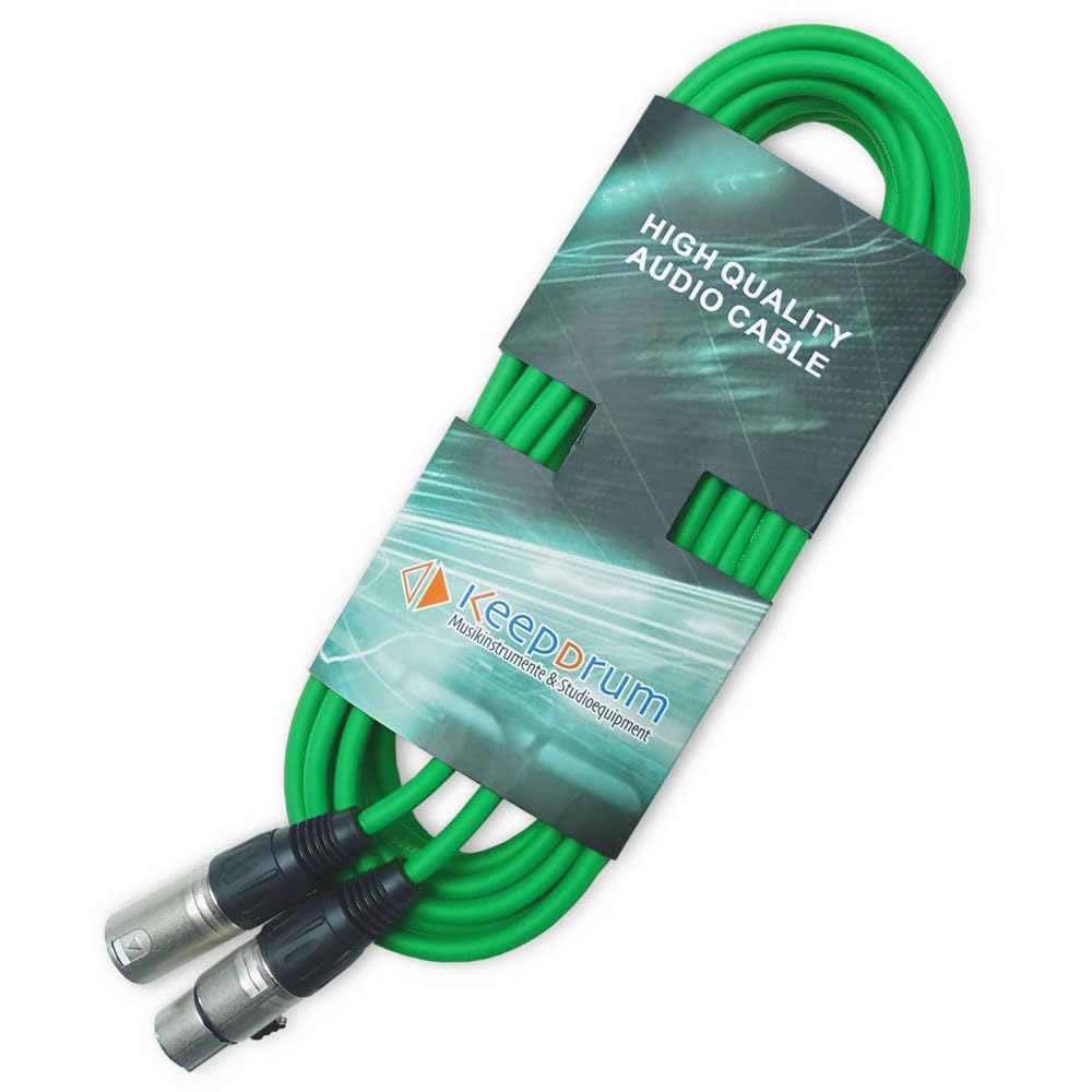 keepdrum Juego de 7 cables de micrófono XLR de 3 pines, longitud 10 m