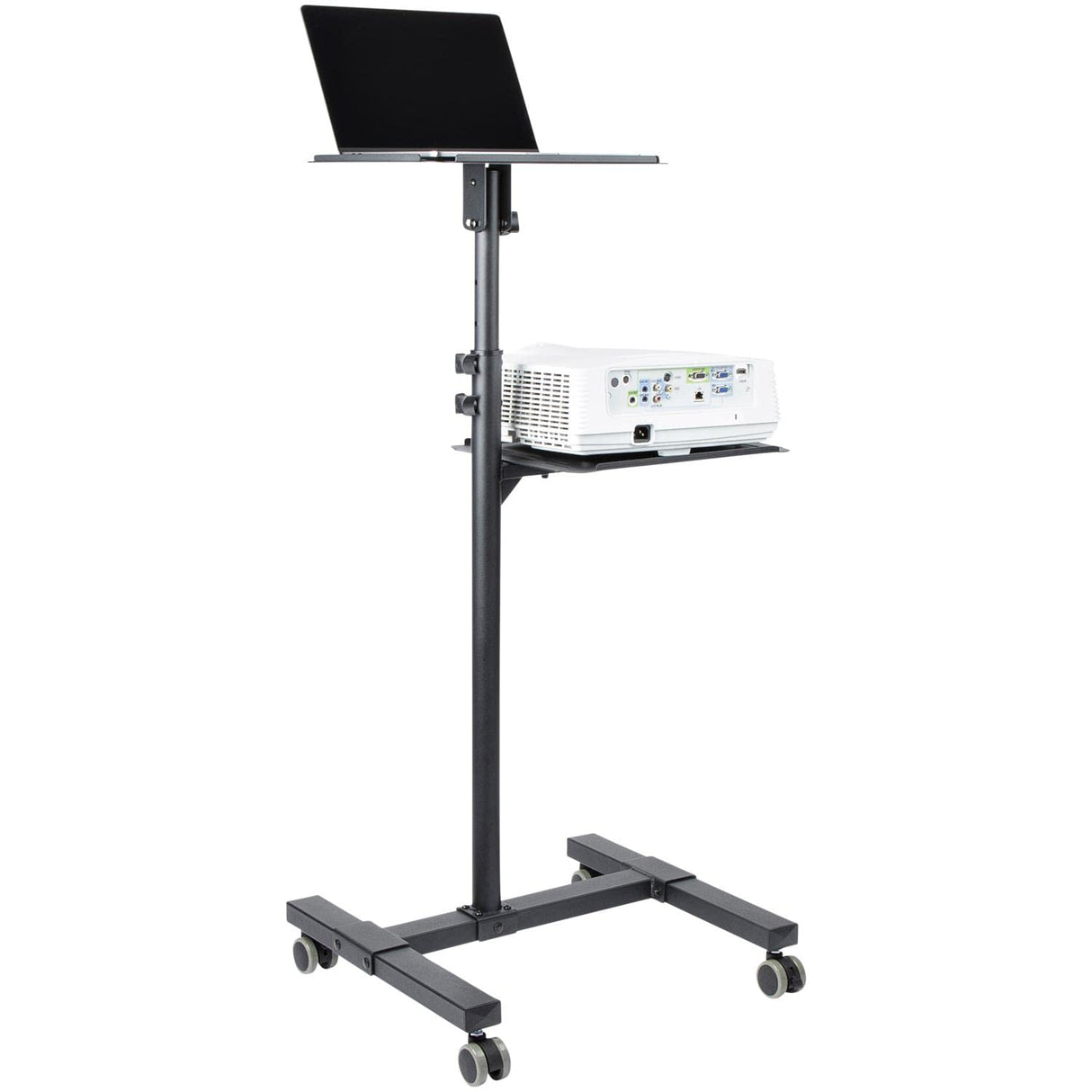 StarTech.com Soporte Móvil para Proyector y Ordenador Portátil - Carrito de Servicio Pesado para Proyector (2 Estantes) - de Altura Ajustable para Presentaciones - con Ruedas Bloqueables (ADJPROJCART)