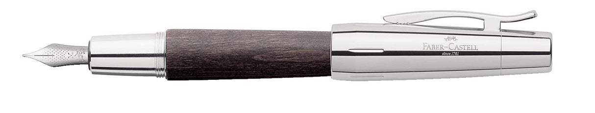 Faber-Castell 148220 - Pluma Estilográfica E-motion - Cuerpo en Madera de Peral - Trazo M - Negro