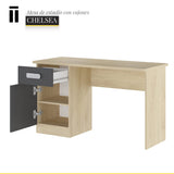 Shiito | Modelo Chelsea - Mesa de Estudio con 2 Cajones | Natural Grafito - 70.8 x 120 x 49.8 cm | Escritorio Sencillo y Moderno