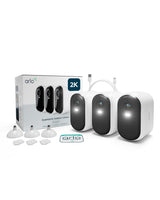 Arlo Essential 2 XL Camara Vigilancia WiFi Exterior 2K, Camara Vigilancia WiFi Interior, Batería De 24 Meses*, Sensor de Movimiento, Alarmas Para Casa, Prueba Arlo Secure Incluida, 3 Cámaras, Blancas