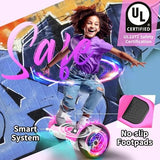 SISIGAD Hoverboard, Gyropode 6.5 Pouces, Hoverboard avec Bluetooth, lumières LED,haut rose et bas blance