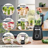 Bosch, batidora de vaso MMB6652B, VitaPower Serie 6, motor de 1800 vatios, velocidad del motor de hasta 45.000 rpm, 6 programas automáticos, jarra batidora Tritan, negro