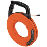 KLEIN TOOLS 56383 Cinta de pescado, extractor de alambre de fibra de vidrio multiranura con punta de nailon, carcasa y mango optimizados, 100 pies, naranja/negro