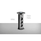 Ekotech Enchufe retráctil ET111 – Torre con función de carga QI USB-C & A y 3 enchufes Schuko 230 V, aluminio negro
