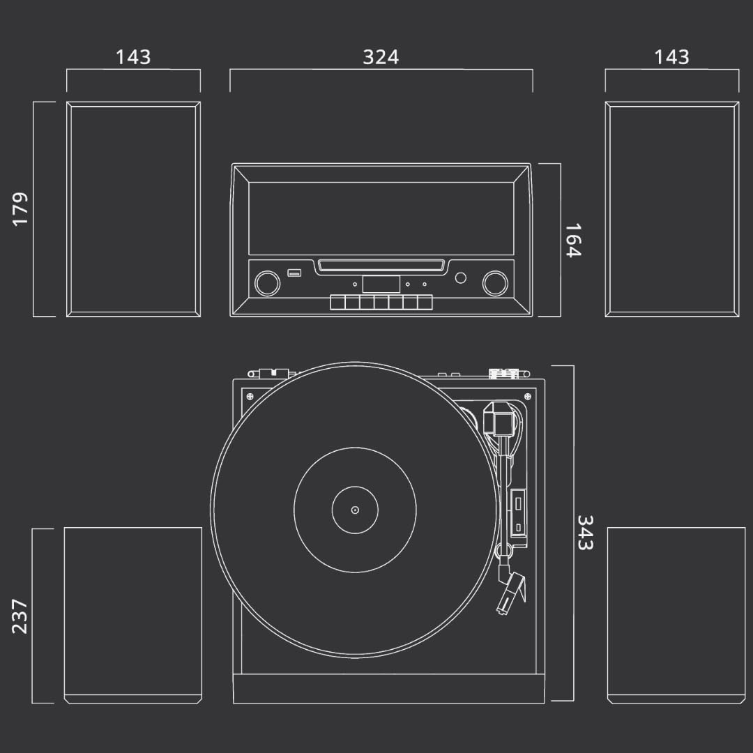 Muse MT-120 MB Microsistema estéreo con Altavoces, Madera/Negro
