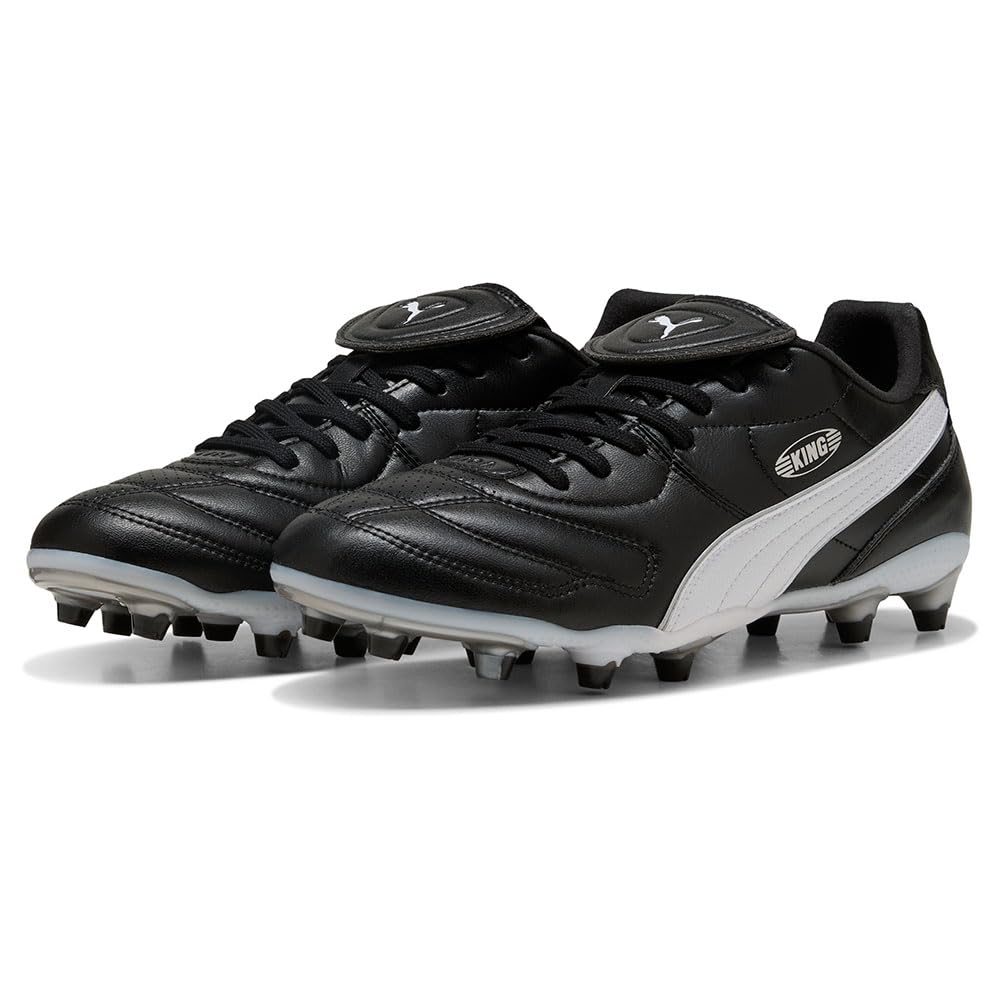 PUMA King Liga FG/AG, Soccer Shoe Unisex Adulto, Black White Silver, 40.5 EU