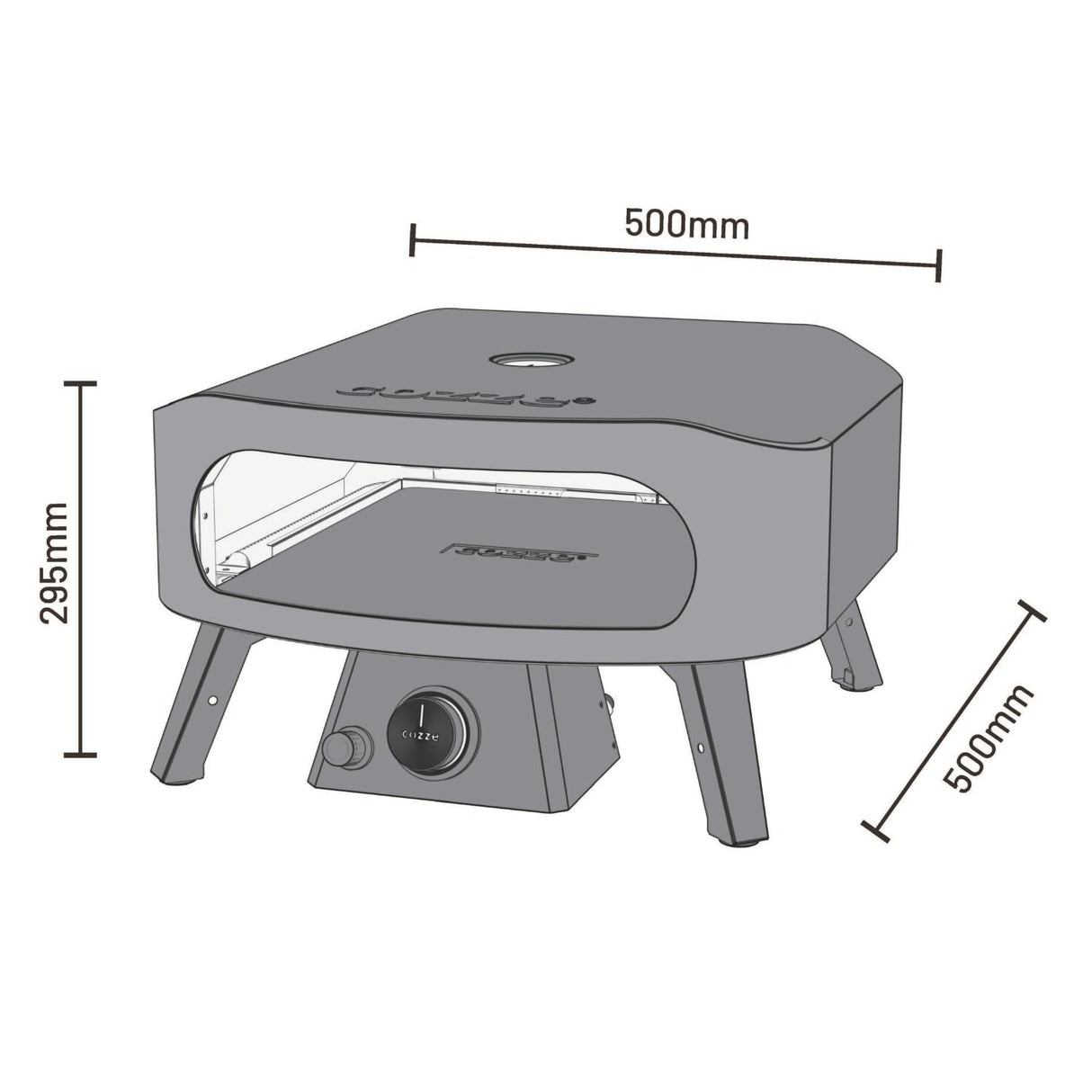 Cozze® Horno para pizza de gas 13" CLASSIC – 30 mbar, potente y rápido, con piedra de cordierita, encendido automático, diseño resistente