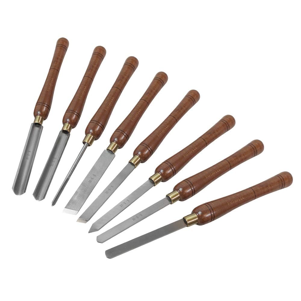 Faithfull HSS Turning Chisel Set of 8 in Wooden Presentation Box Suitable for Hard and Soft Woods