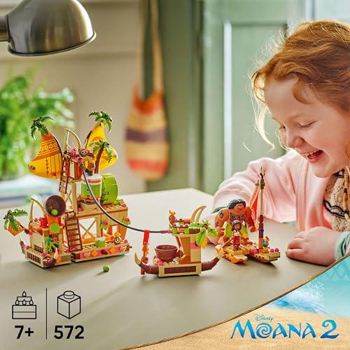 LEGO | Disney Vaiana 2 Barcaza de los Kakamora - Barco de Juguete con Tesoro Para Niñas y Niños de 7+ Años - Mini Muñeca de Vaiana y Figura de Maui - Regalo de Cumpleaños Coleccionable para Fans 43258