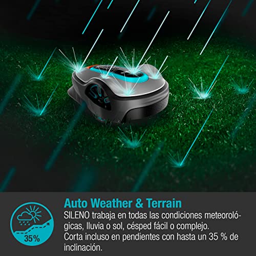 Gardena Robot cortacésped Smart SILENO Life 1500 m²: tecnología Lona AI, Control con aplicación, SensorControl, para Pendientes máx. 35 por ciento, Incl. Pasarela Inteligente, versión ES (19704-74)