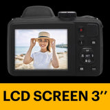 KODAK Pack Bridge Digital Pixpro Astro Zoom AZ405 + Tarjeta SDHC Kodak Ultra High Speed U1 32GB - Cámara Digital 20 Megapíxeles, Zoom 40X, Gran Angular, LCD, Video Full HD 1080p, OIS, Pilas AA - Negro