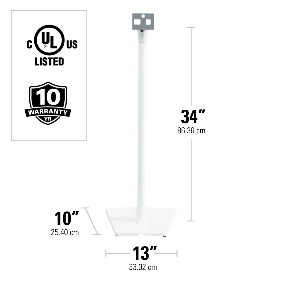 Sanus WSS22-W2 - Soportes de Altavoz inalámbricos diseñados para Sonos One, Play:1 y Play:3 - Par (Blanco)