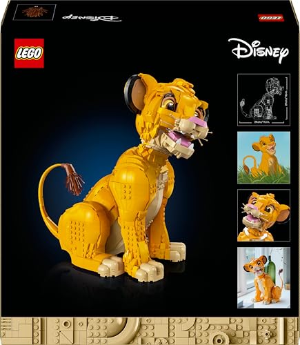 LEGO | Disney El Rey León: Simba Joven Maqueta para Adultos, Regalo para Mujeres y Hombres, Figura de Animal Coleccionable, Actividad Creativa, Decoración para el Hogar y Oficina 43247