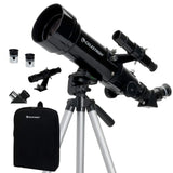 Celestron 21035 ADS Travel Scope 70 Kit de telescopio Refractor con Mochila, Negro (Exclusivo de Amazon Que Incluye un Ocular Adicional de 4 mm y 3 Lentes Barlow)