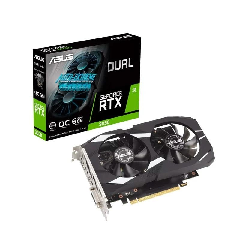 Tarjeta gráfica NVIDIA Dual RTX 3050, 6GB DDR6, Ideal para Gaming y diseño gráfico. Ideal para Juegos y Aplicaciones Creativas.