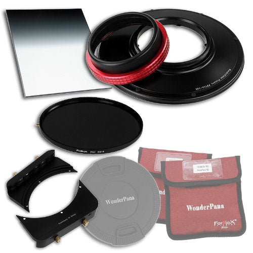 WonderPana 66 FreeArc Esenciales ND 0.9 BS - Adaptador de Filtros 145mm y 6.6x8.5, Tapa de Lente, 6.6x8.5" 0.6 Filtro de Densidad Neutra Degradado de Borde Duro y ND16 145mm Filtro de Densidad Neutra para el Lente Panasonic Lumix G Vario 7-14mm f/4.0 Asfé
