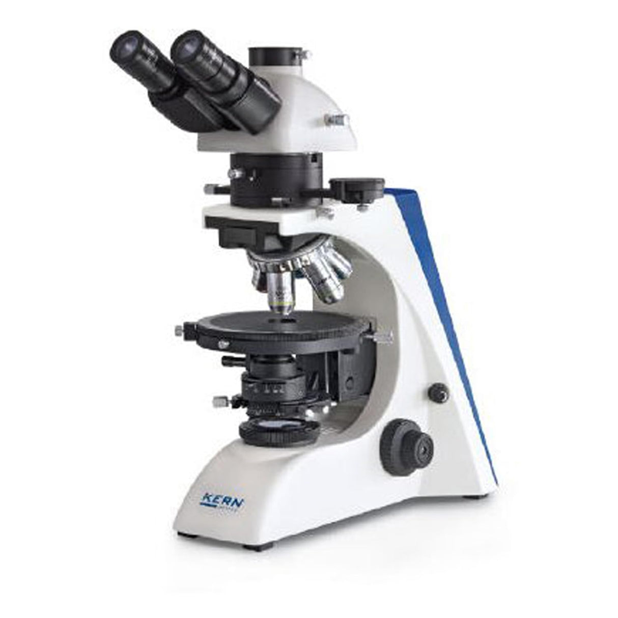 Microscopio polarizador [Kern OPM 181] El Extremo polarizador para el Usuario Flexible y Profesional, Sistema óptico: Infinity, Tubo: Binocular, iluminación: 6 V/20 W halógena (Transparente).