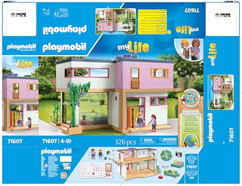 PLAYMOBIL myLife 71607 Casa con jardín, con Dos Figuras y una Hoja de Pegatinas, Hecha de más del 80% de Materiales reciclados y de Base biológica, Juguetes para niños y niñas a Partir de 4 años