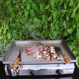 LITTLE BALANCE 8679 Amplitude 60-40, Plancha eléctrica semi profesional, 2 zonas de cocción independientes, 3000 W, fabricación 100% francesa, todo acero inoxidable