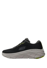 Skechers D'Lux Walker 2.0 Swave, Zapatillas Hombre, Black Engineered Mesh/Synthetic/Lime Trim, 46 EU