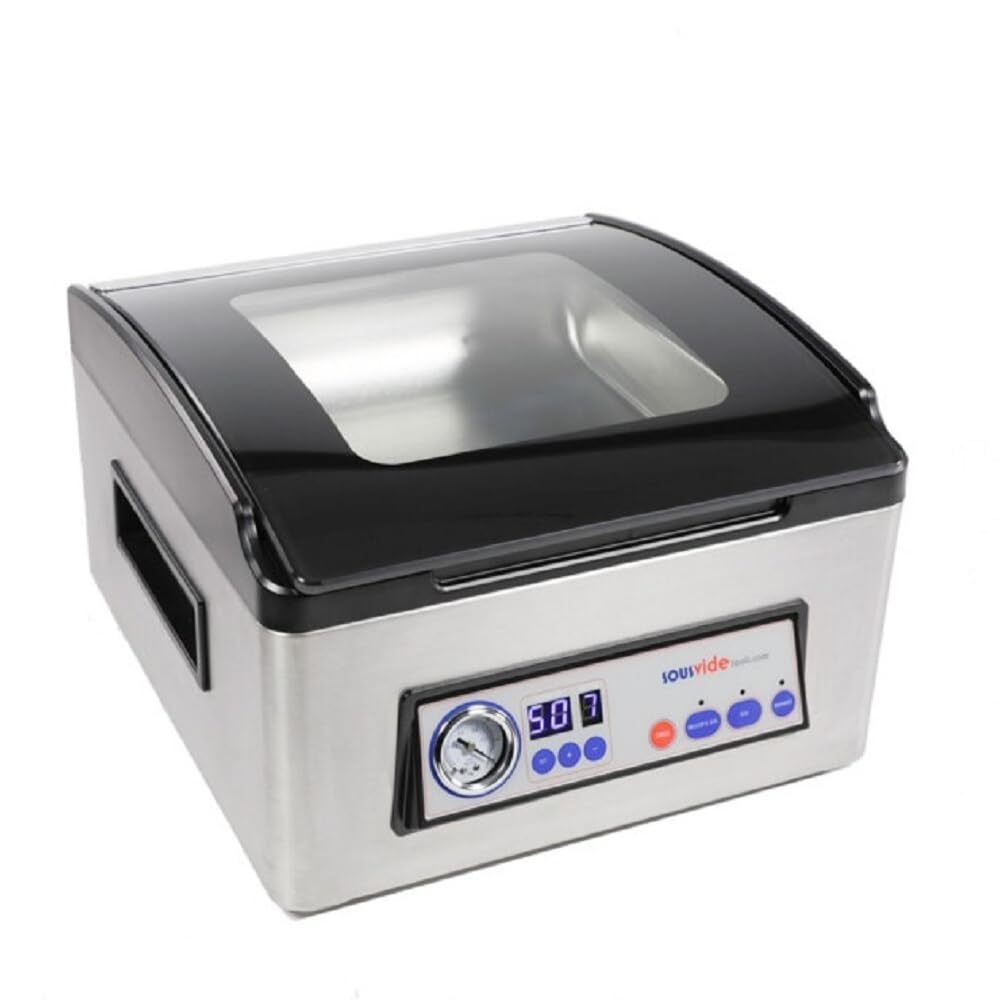 SousVideTools [SVT-03100] iVide Selladora al vacío con cámara, sistema de sellado al vacío y conservación de alimentos, adecuado para alimentos secos y húmedos, compartimento de sellado de 300 mm