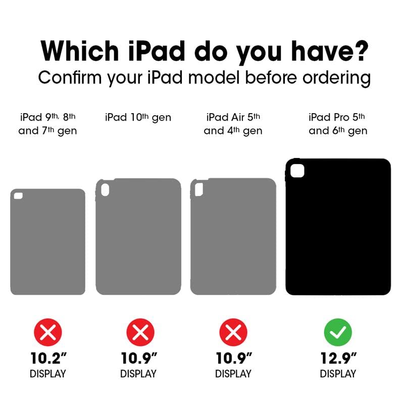 Otterbox Funda Defender para iPad Pro 12,9' (3.ª Gen/4.ª Gen/5.ª Gen/6.ª Gen), Ultrarresistente con Protector de Pantalla Integrado,Testeada 2X Estándares Militares, Negro, Sin Pack Retail