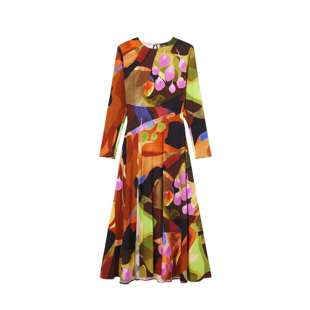 Desigual Vestido de Manga Larga para Mujer, marrón, L