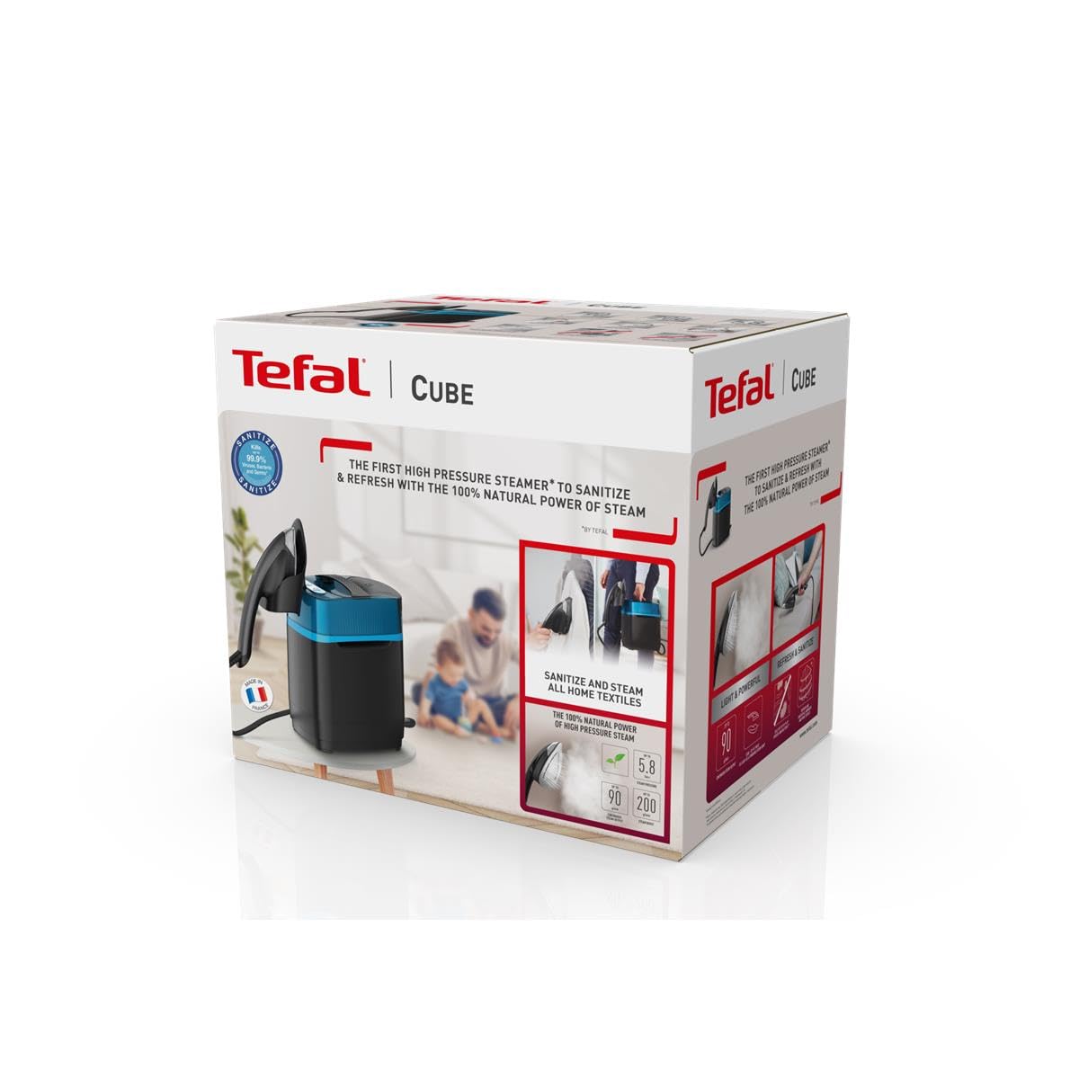 Tefal Plancha de vapor higiénica UT2020 CUBE | Desinfectar | Pureza higiénica | Limpieza a vapor vertical | Planchado | Móvil | Volumen de vapor de hasta 90 g/min | Golpe de vapor 200 g/min