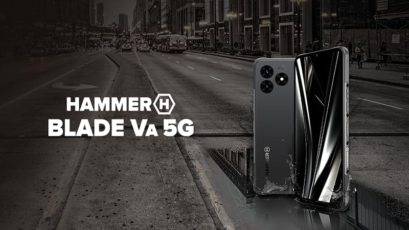 Hammer Blade Va 5G Smartphone ultrarresistente, IP69, 6000mAh, 6,56 Pulgadas, 8GB RAM incorporada, 128/1T GB, Android 14, cámara de 50mpx, Pantalla Gorilla Glass, NFC, Volte