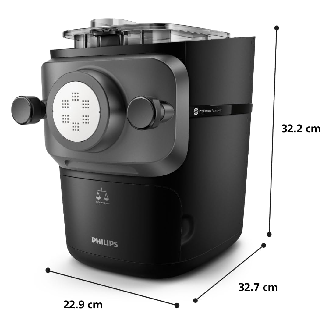 Philips Máquina Para Hacer Pasta 7000 Series - Tecnología ProExtrude, Pesaje Automático, Completamente Automático, 8 Discos Para Dar Forma, Negro (HR2665/93)