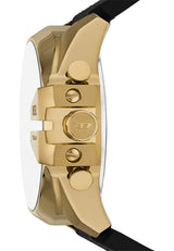 Diesel Reloj Mega Chief para Hombre, movimiento Ana-Digi con correa de silicona, acero inoxidable o piel, 51 mm, Tono dorado y negro