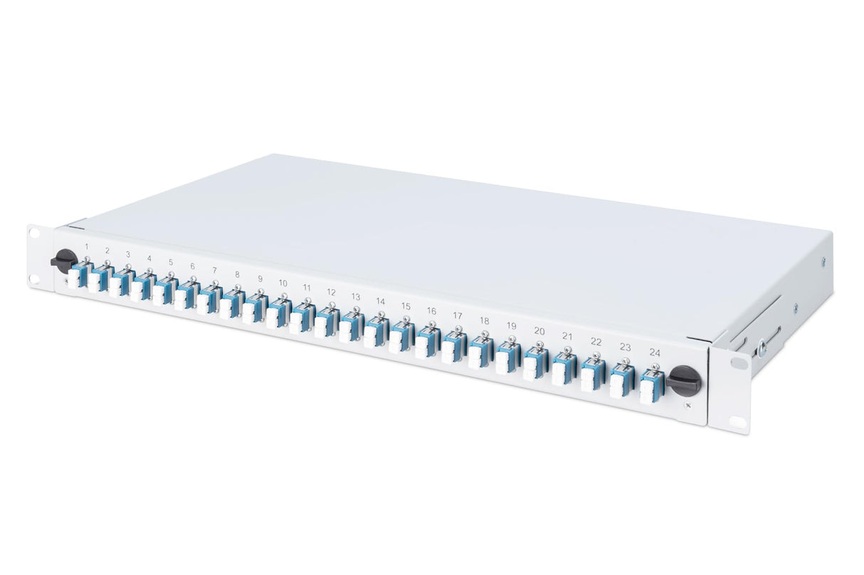 Digitus LWL - Caja de empalmes para 24 acoplamientos - LC - OS2 - 1HE 19" - Duplex multimodo - Con caja de empalmes - Montaje en rack