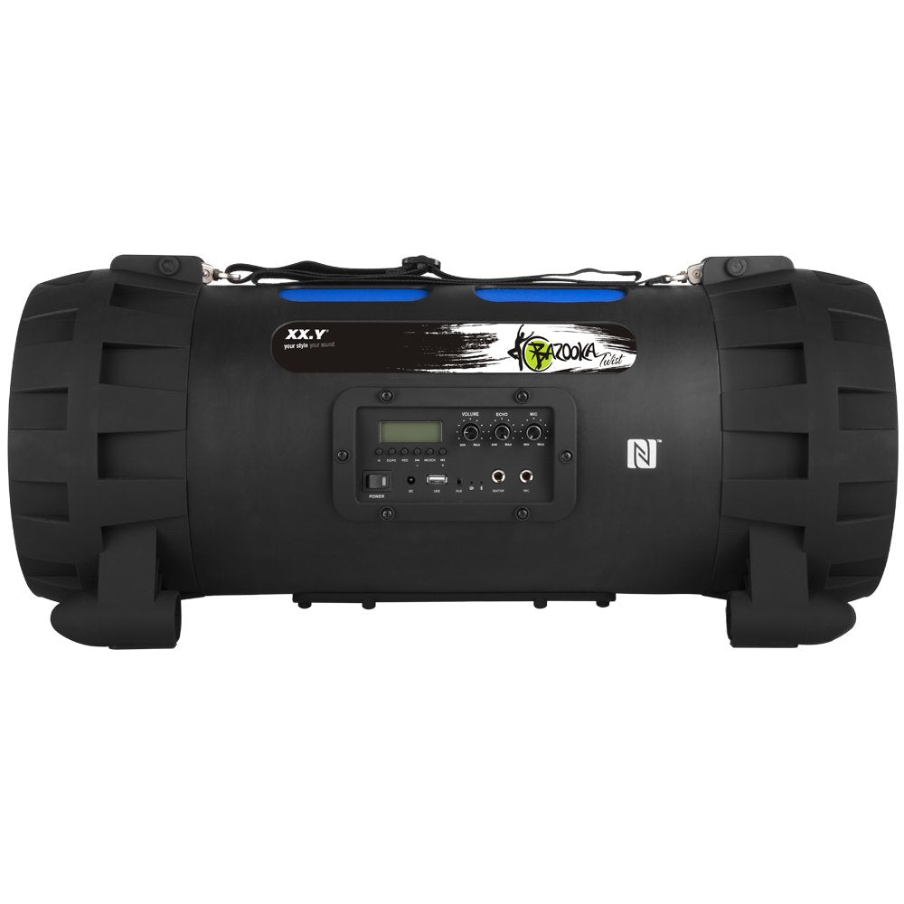 XX. Y P de 137j Altavoz Bluetooth Boom Box (NFC) con Radio FM Integrado, Entrada de batería/Audio para micrófono/Instrumento Musical/Reproductor MP3/Puerto USB Negro