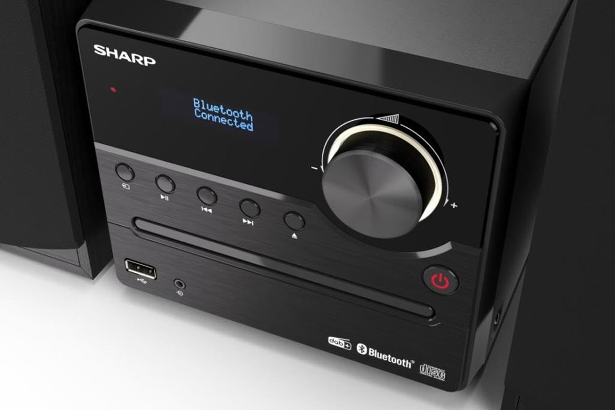 Sharp XL-B517D(BK) Microcadena Sound System Estereo con Radio Dab, Dab+, FM, Bluetooth, CD-MP3, reproducción USB, Altavoces de Madera y 45W Color Negro